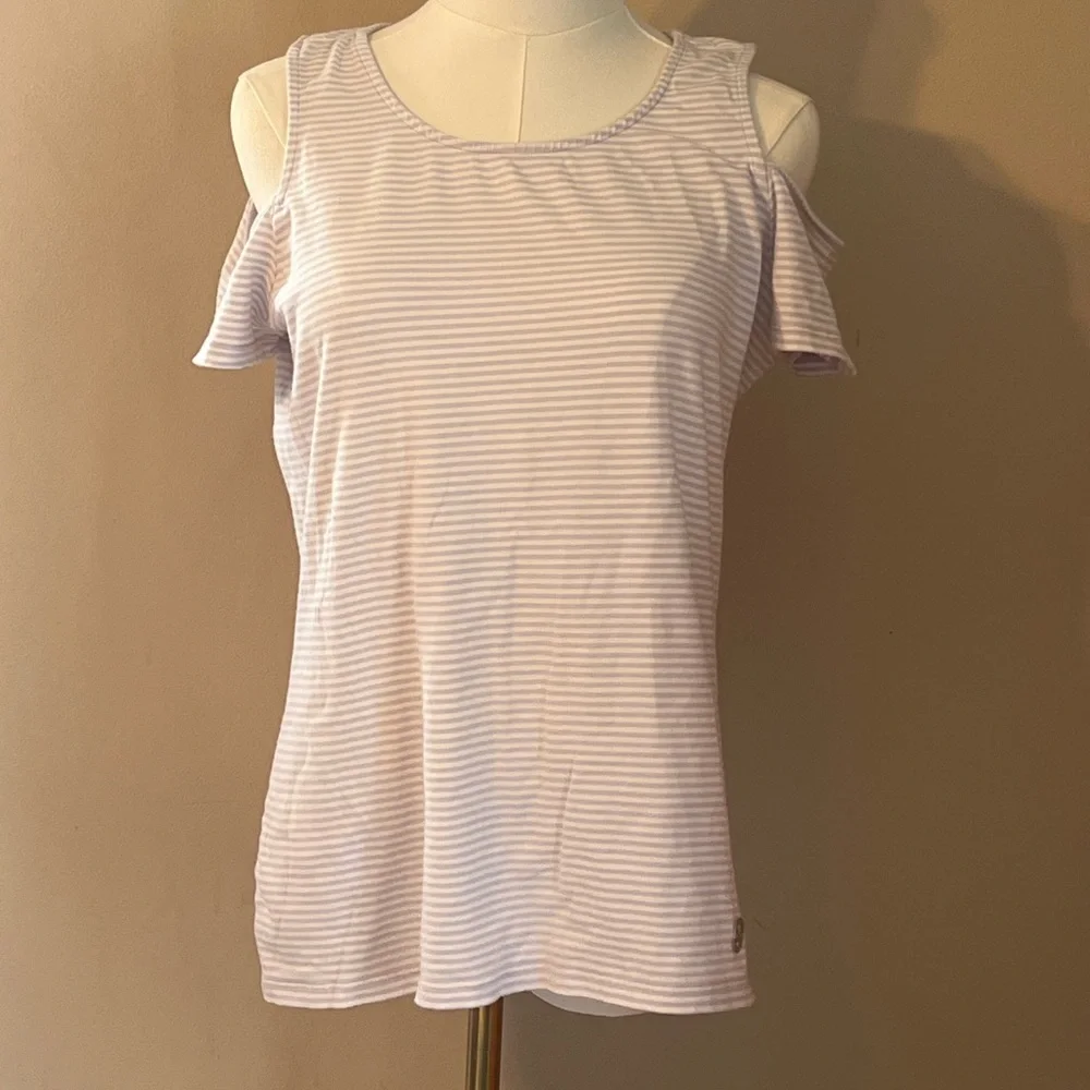 Like New Michael Kors Lavender Striped Cold Shoulder Tank Top